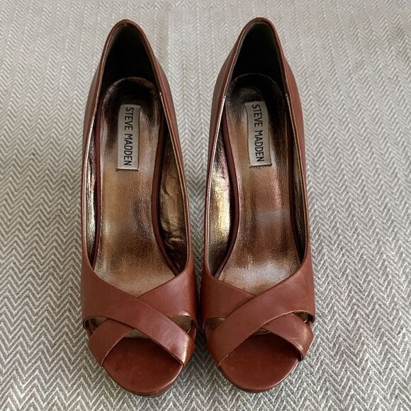 Steve Madden Women's Chestnut Peep Toe Heels Size 9M - Picture 1 of 5